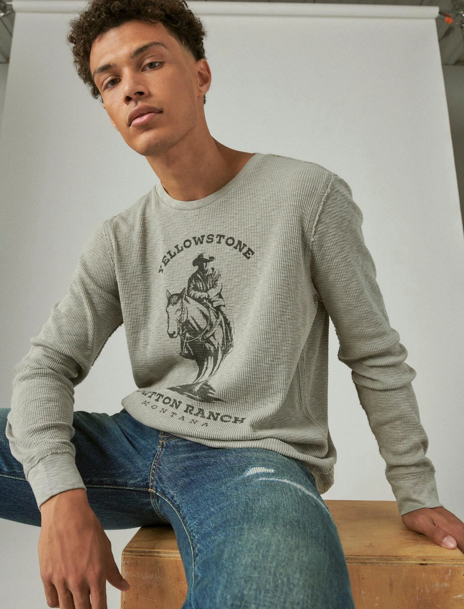 Lucky Brand Yellowstone Dutton Ranch Col Rond Thermique Wild Dove Lucky Brand