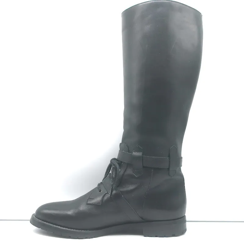 Bottes d'équitation à boucle Manolo Blahnik en cuir noir taille 38.5