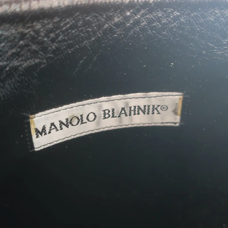 Bottes d'équitation à boucle Manolo Blahnik en cuir noir taille 38.5