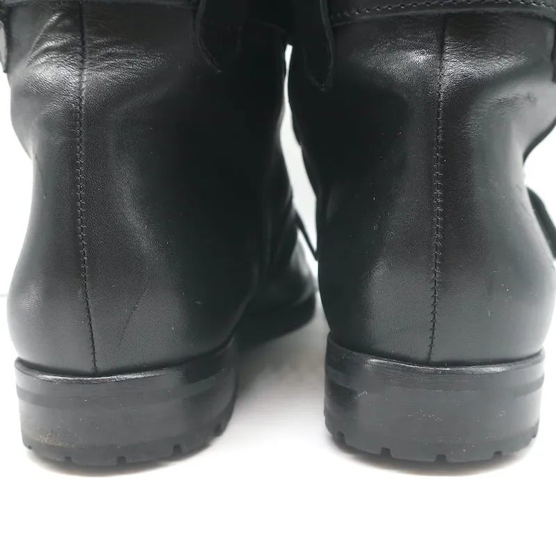 Bottes d'équitation à boucle Manolo Blahnik en cuir noir taille 38.5