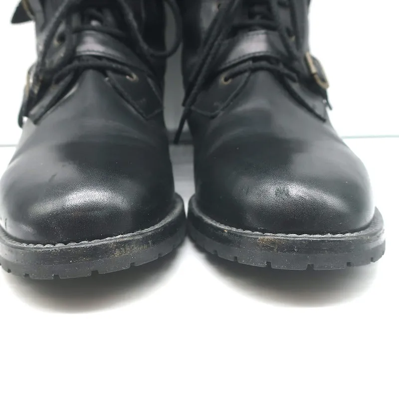 Bottes d'équitation à boucle Manolo Blahnik en cuir noir taille 38.5