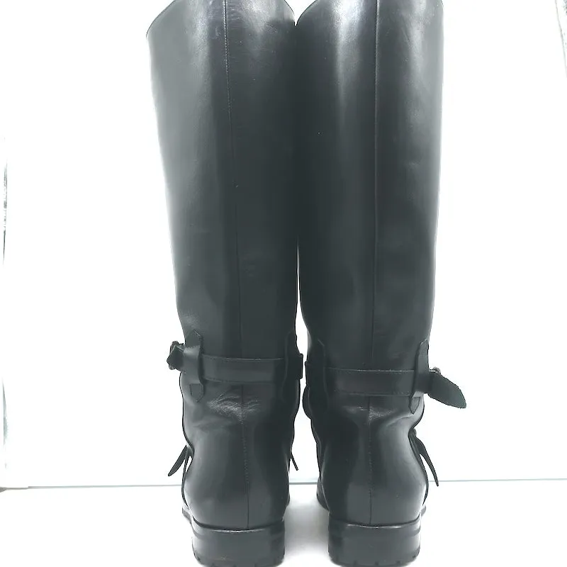 Bottes d'équitation à boucle Manolo Blahnik en cuir noir taille 38.5