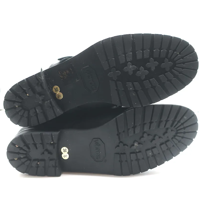 Bottes d'équitation à boucle Manolo Blahnik en cuir noir taille 38.5