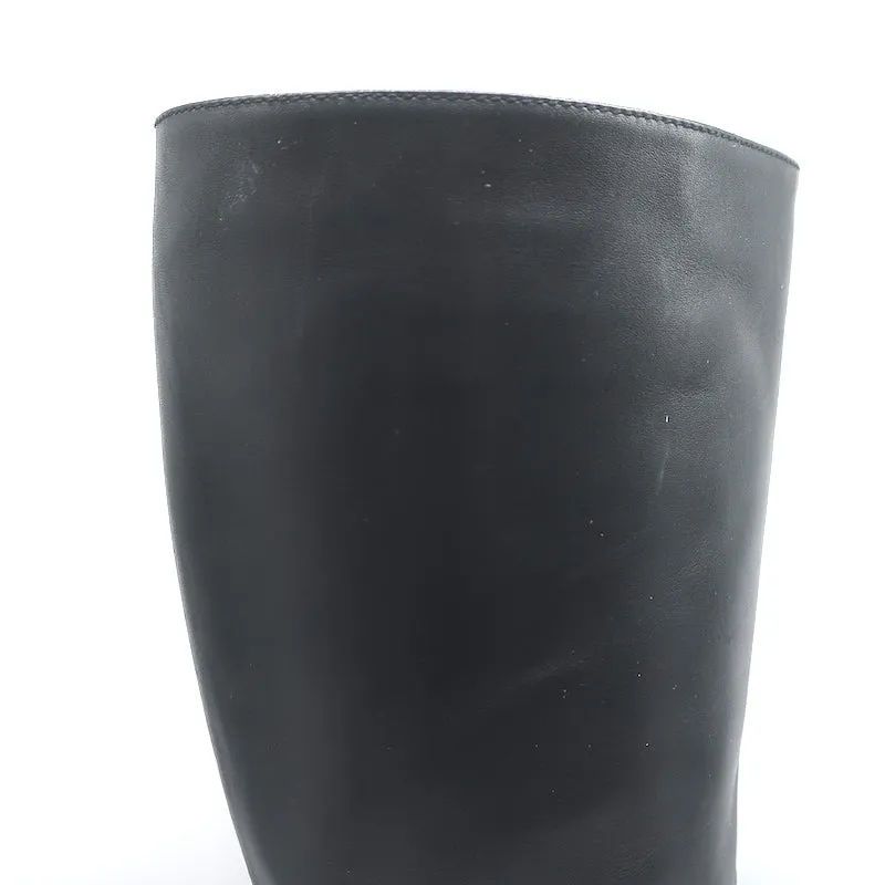 Bottes d'équitation à boucle Manolo Blahnik en cuir noir taille 38.5