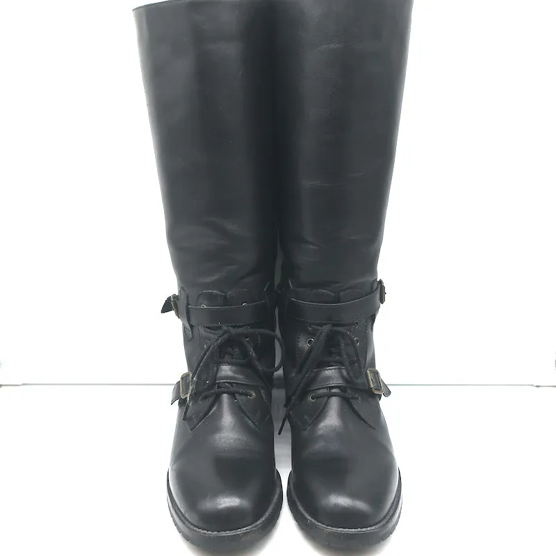 Bottes d'équitation à boucle Manolo Blahnik en cuir noir taille 38.5