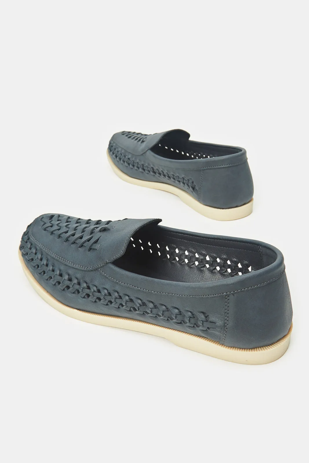 Mocassins tissés texturés marine pour homme