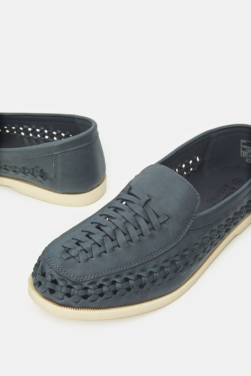 Mocassins tissés texturés marine pour homme