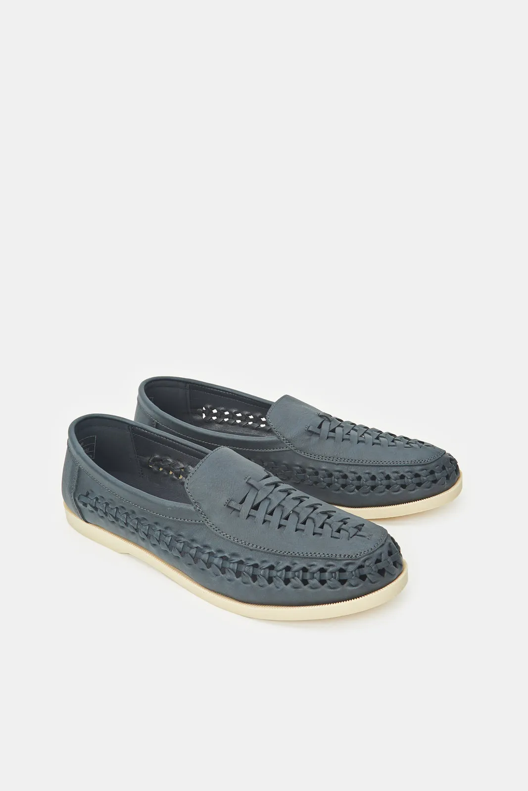 Mocassins tissés texturés marine pour homme