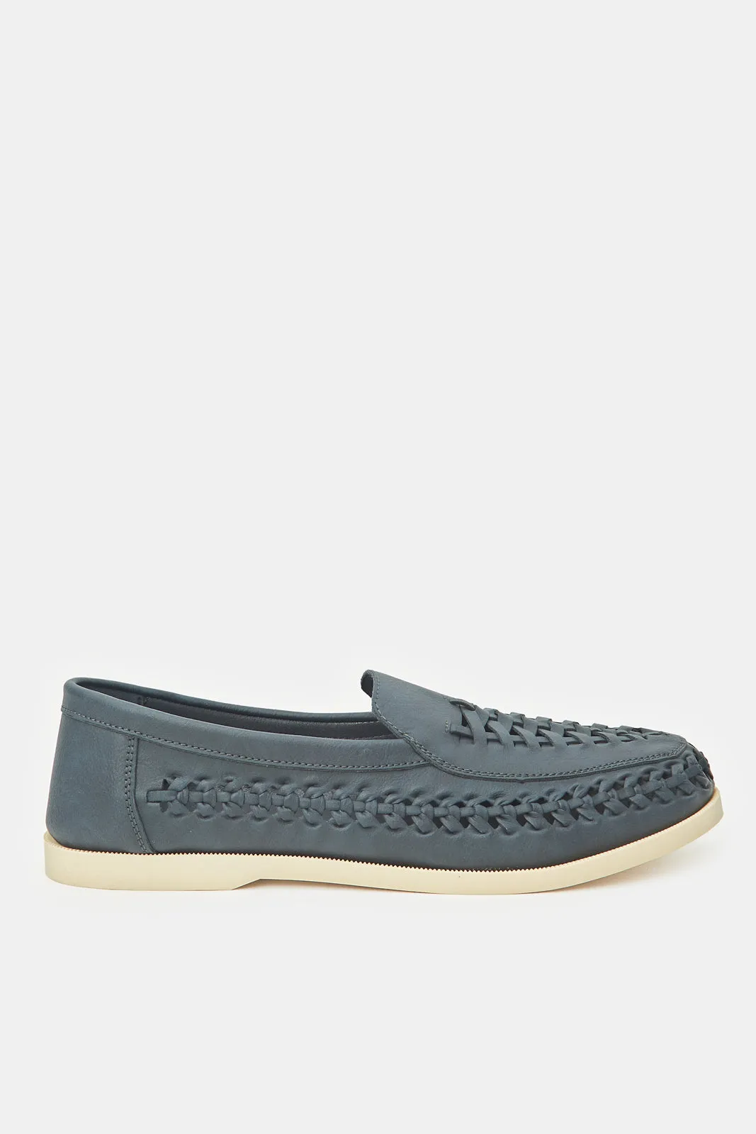 Mocassins tissés texturés marine pour homme