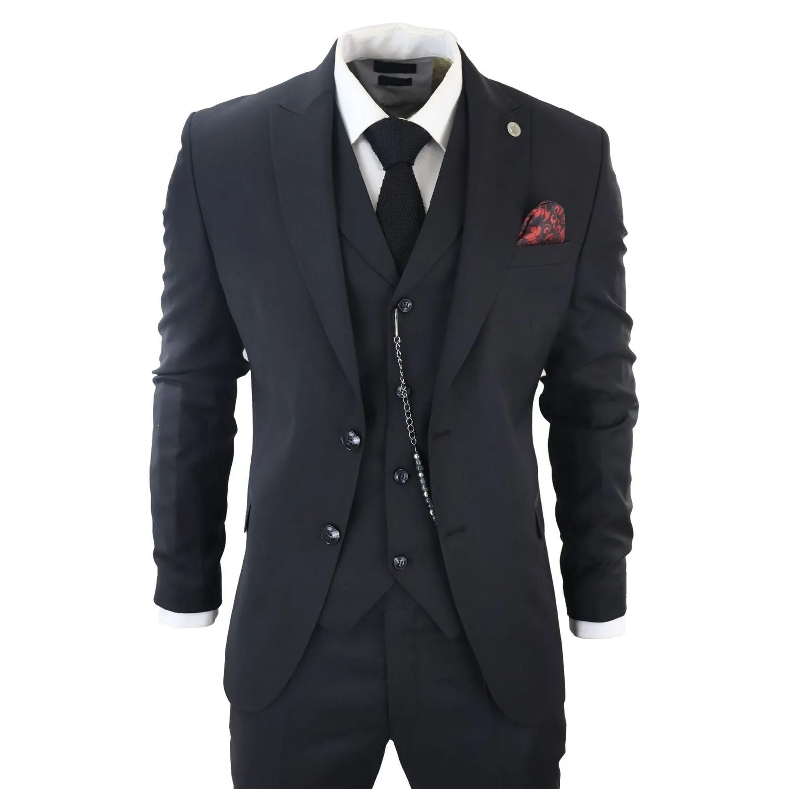 Costume Classique Homme 3 Pièces Noir Uni