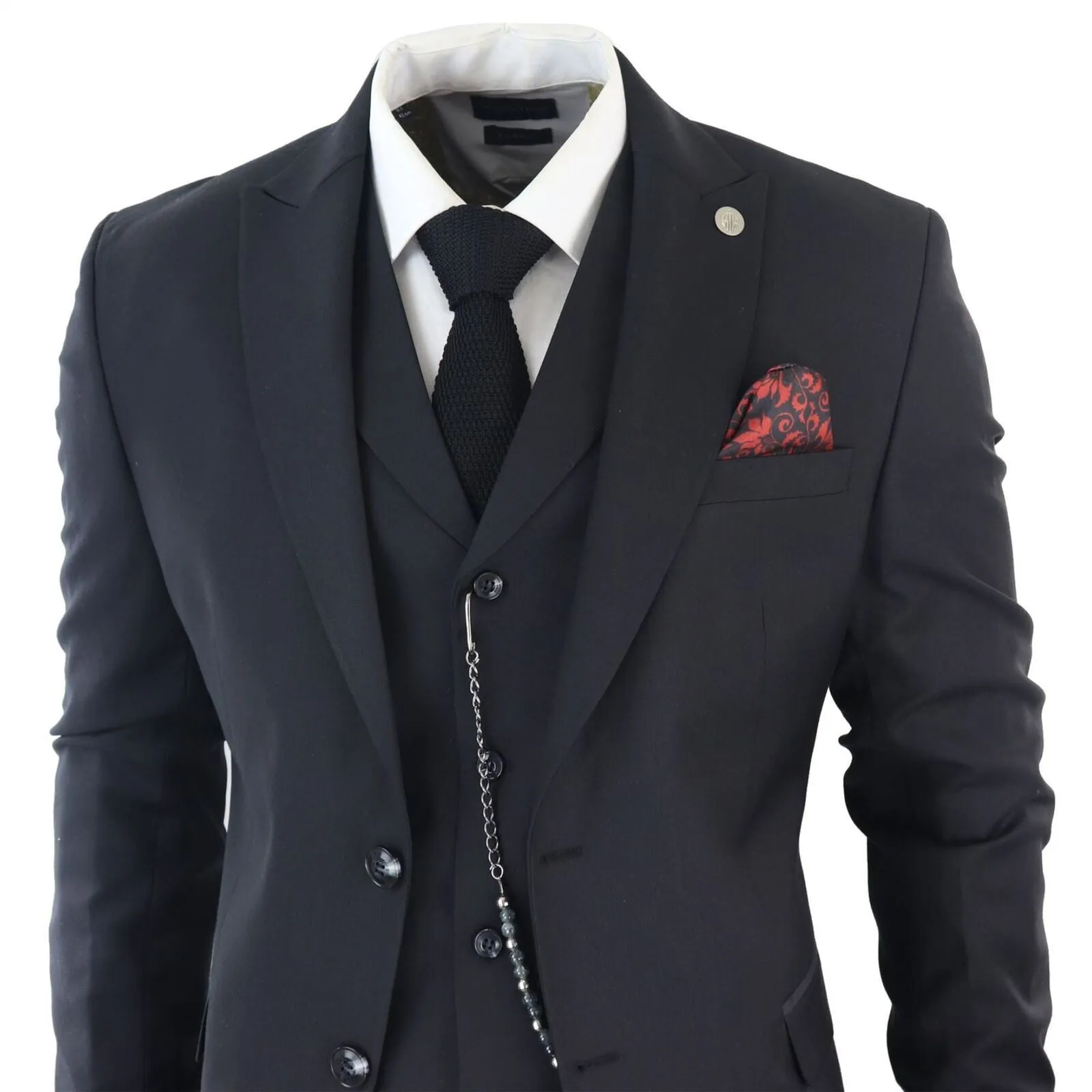 Costume Classique Homme 3 Pièces Noir Uni