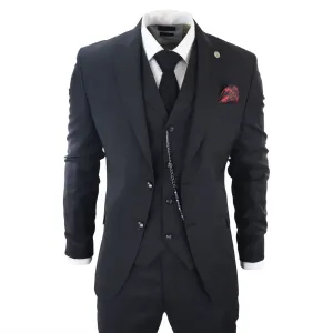 Men's Classic 3-Piece Plain Black Suit