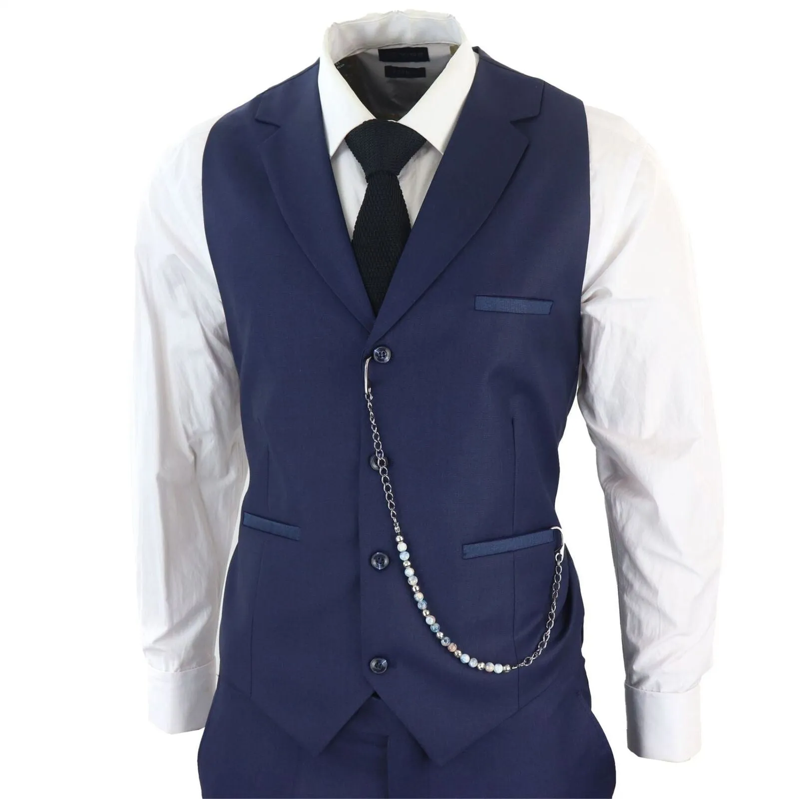 Costume classique pour homme 3 pièces bleu marine uni
