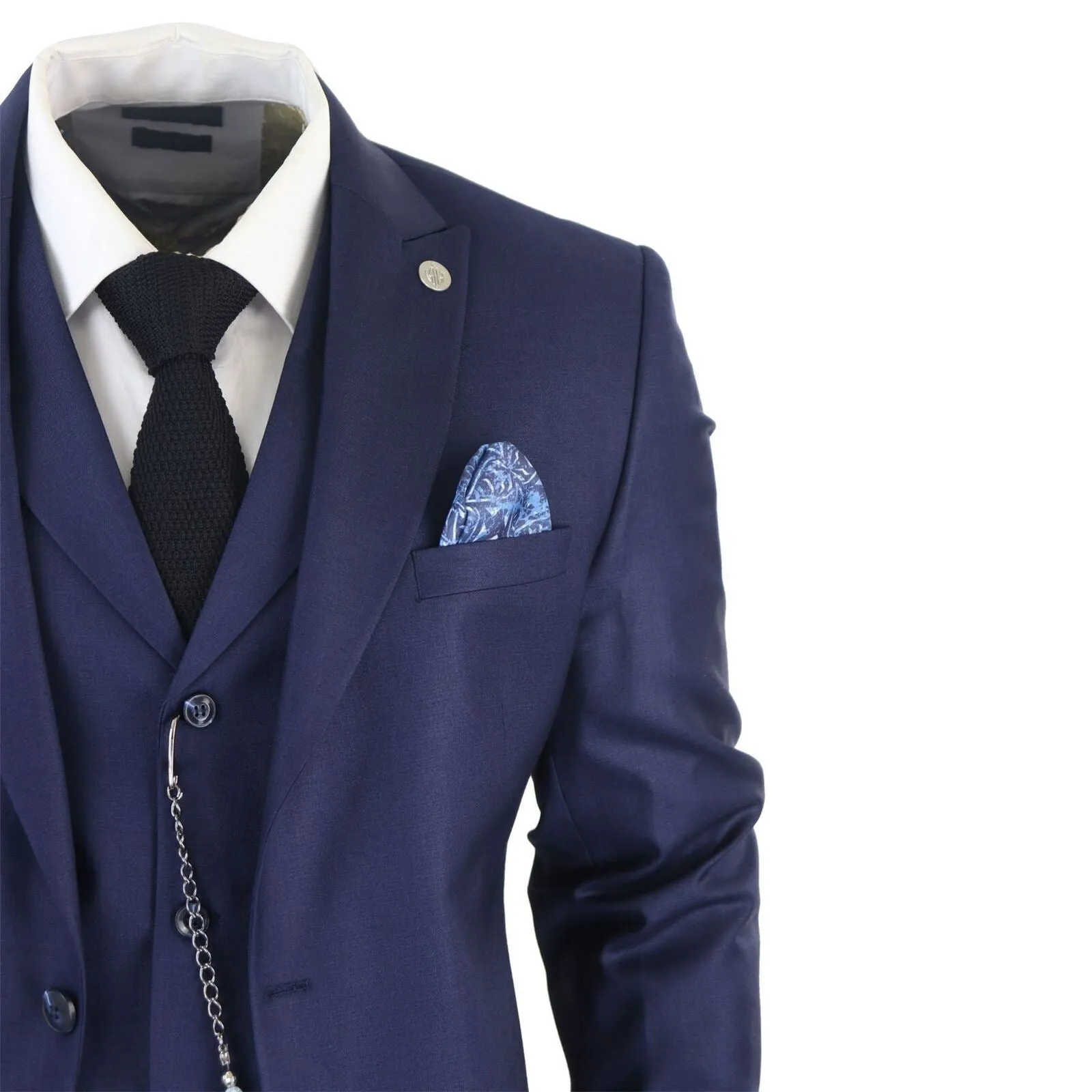 Costume classique pour homme 3 pièces bleu marine uni
