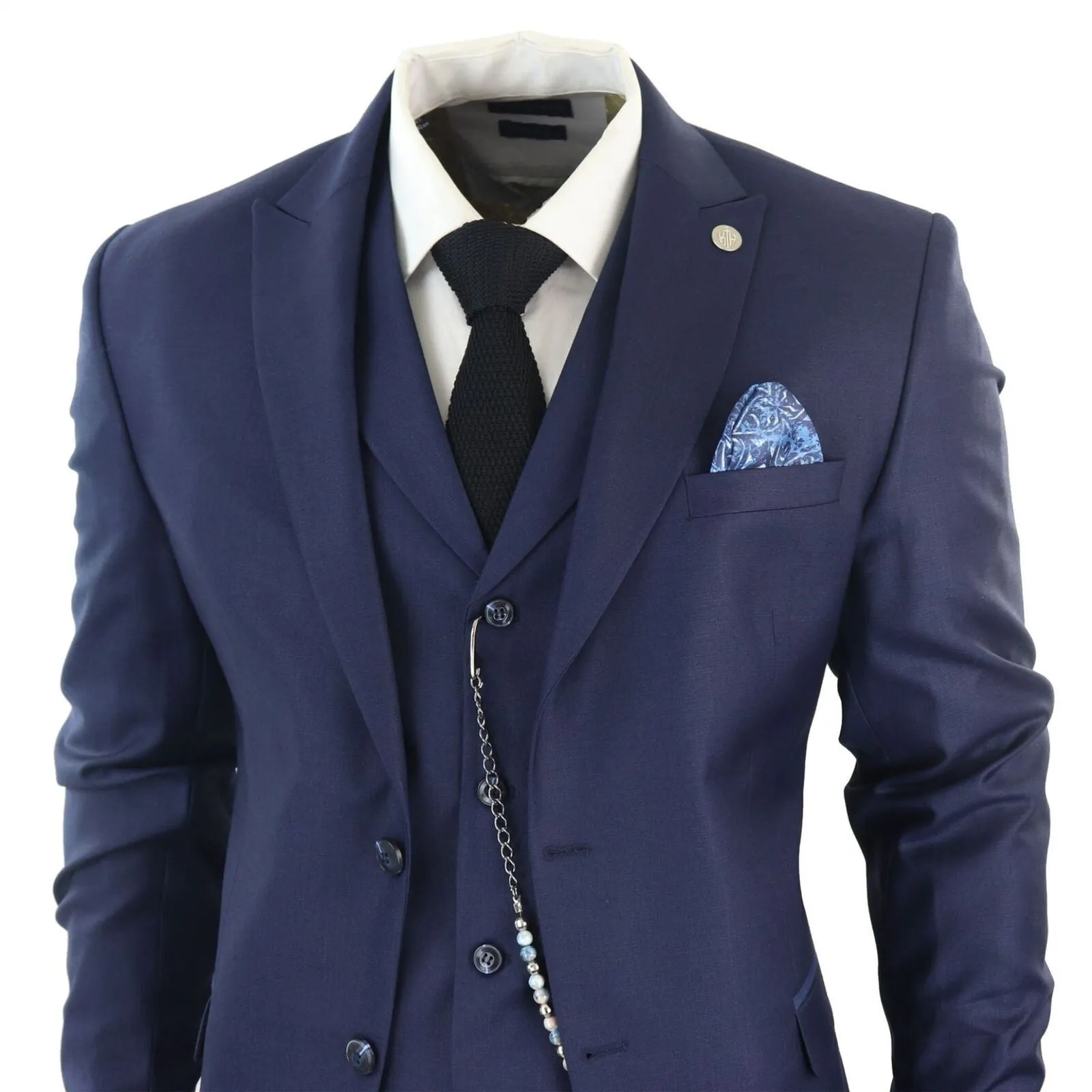 Costume classique pour homme 3 pièces bleu marine uni
