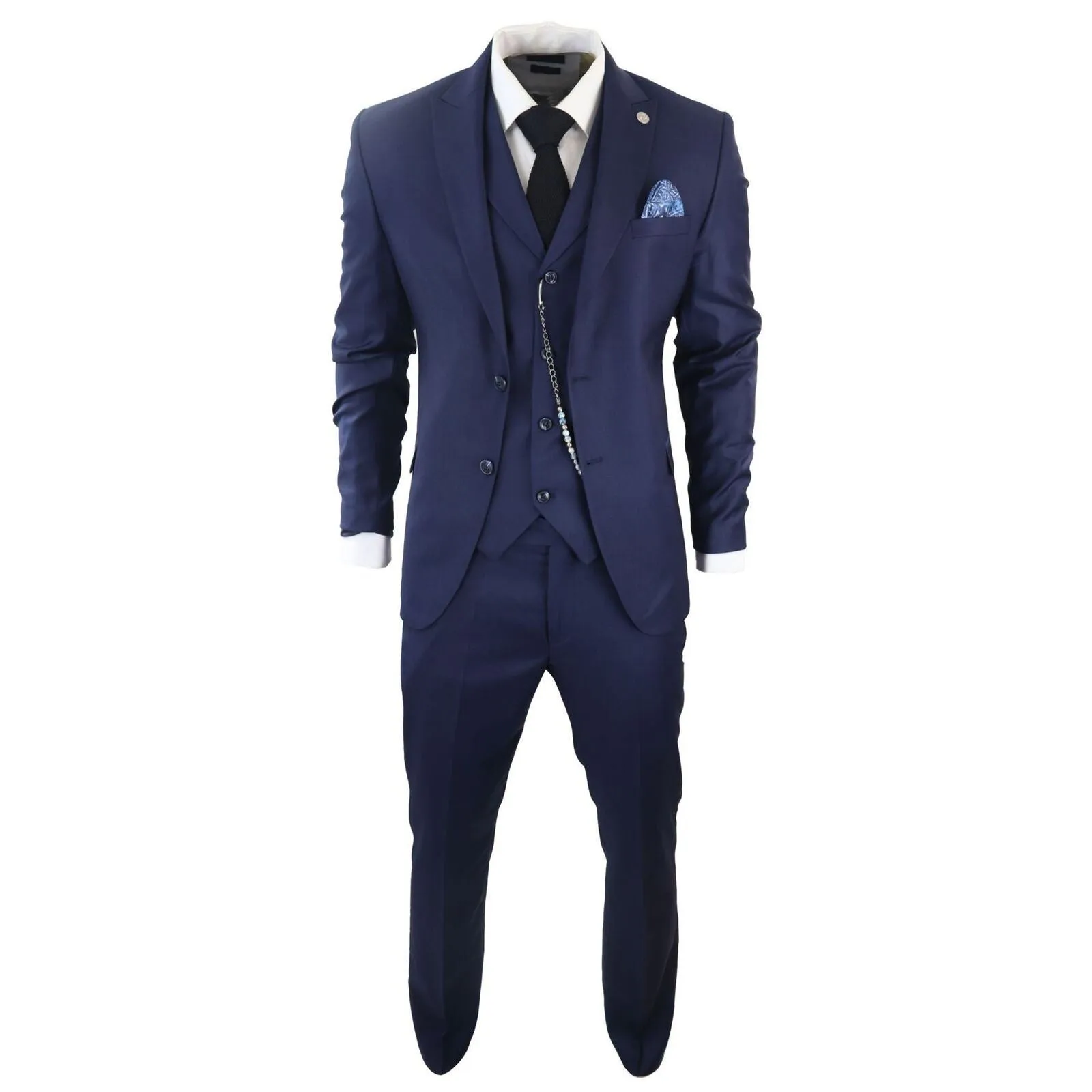 Costume classique pour homme 3 pièces bleu marine uni