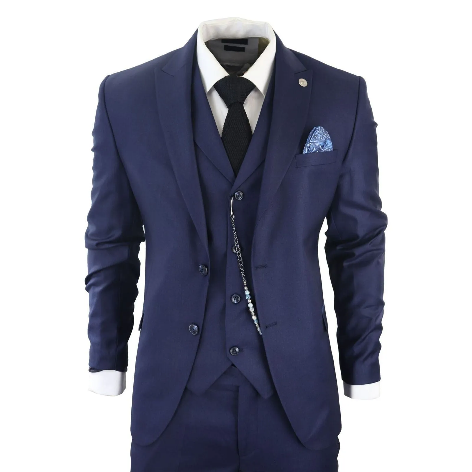 Costume classique pour homme 3 pièces bleu marine uni