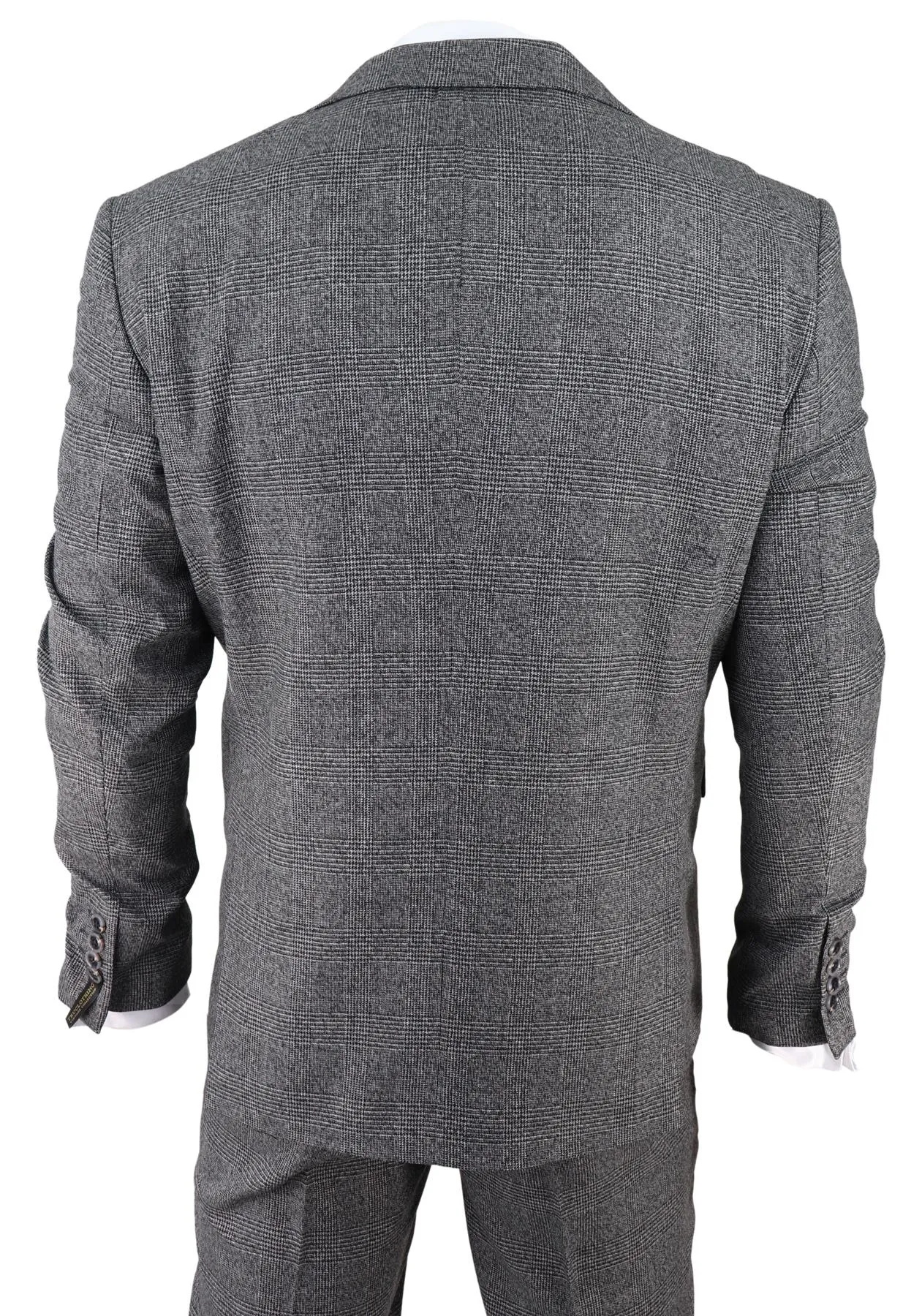 Costume Homme Gris 3 Pièces Prince de Galles à Carreaux Classique Tailleur pour Mariage