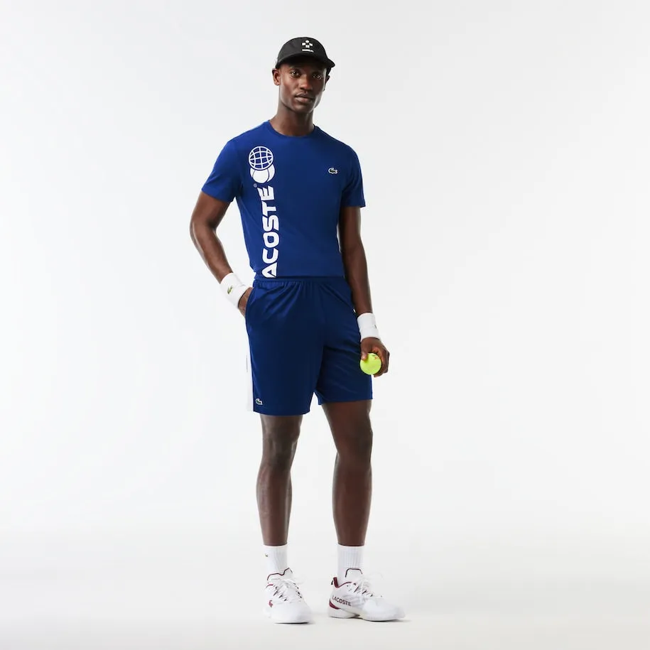 Short de tennis Lacoste pour homme x Daniil Medvedev coupe régulière  Bleu marine / Blanc