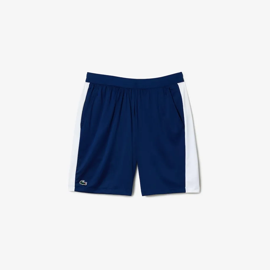 Short de tennis Lacoste pour homme x Daniil Medvedev coupe régulière  Bleu marine / Blanc