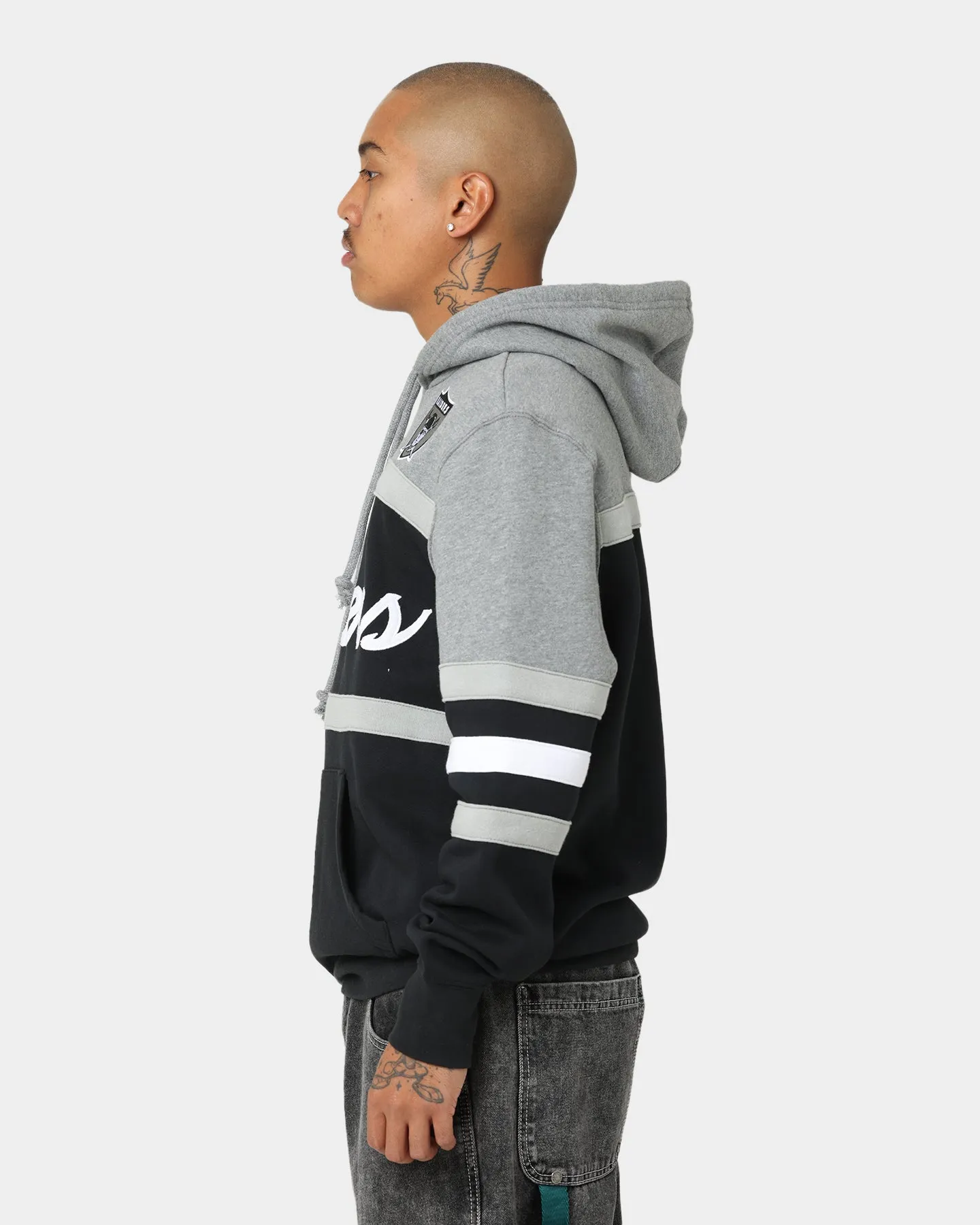 Mitchell & Ness Sweat à capuche d'entraîneur des Raiders de Las Vegas Noir/Gris