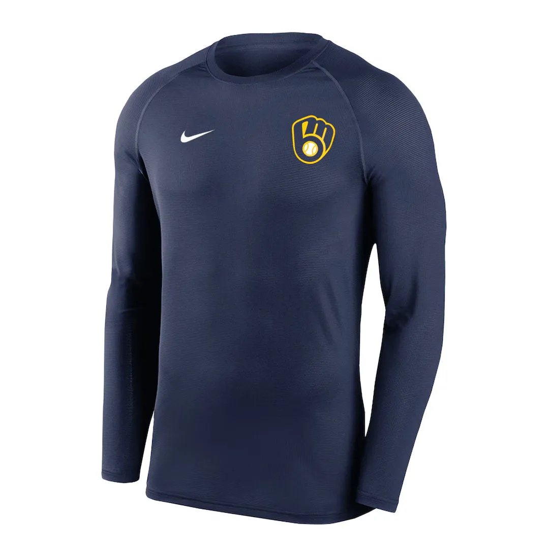 MLB - T-shirt à manches longues de base pour hommes des Milwaukee Brewers (NKXH 44B MZB N8B)