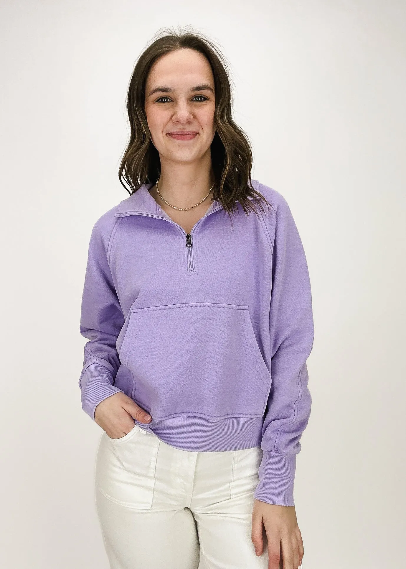 Pull molletonné Molly à demi-fermeture éclair - Lavande