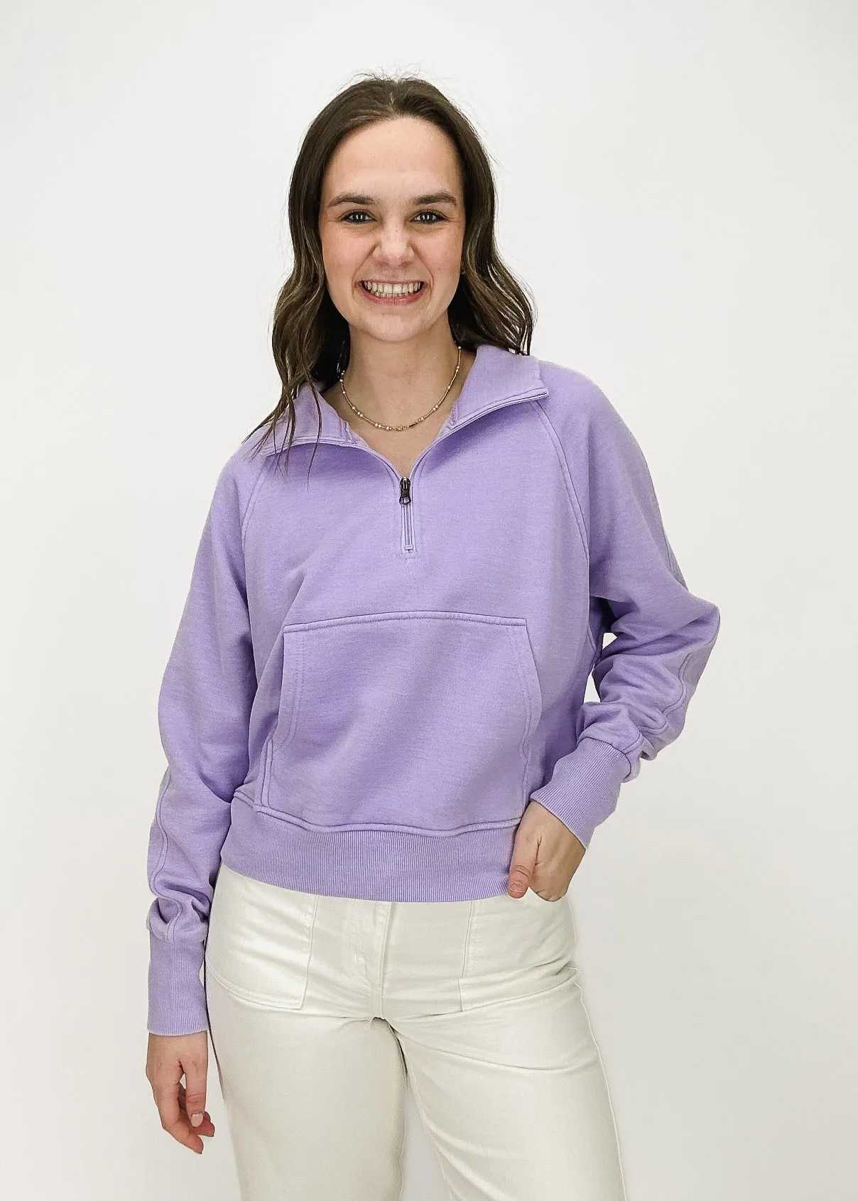 Pull molletonné Molly à demi-fermeture éclair - Lavande