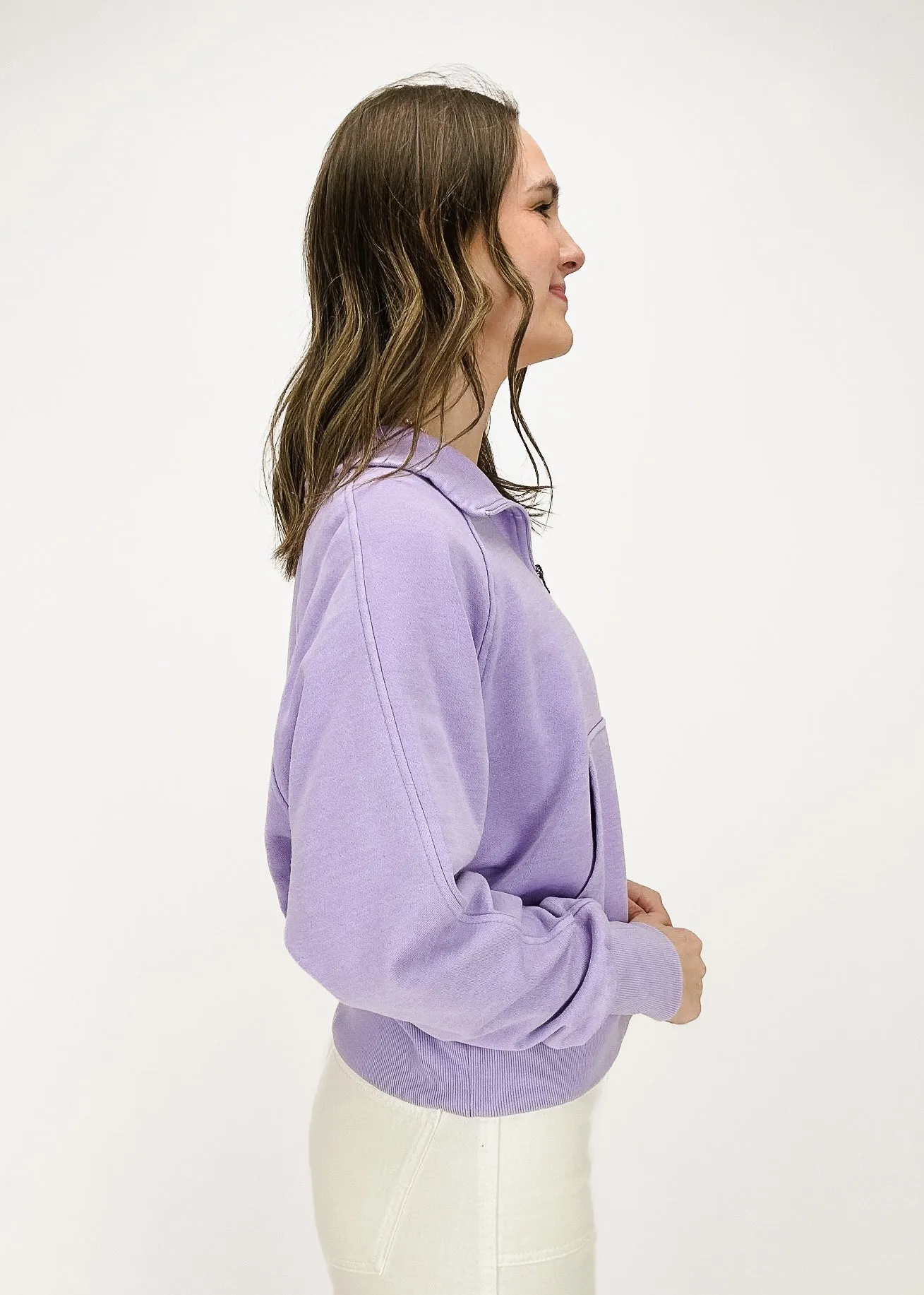 Pull molletonné Molly à demi-fermeture éclair - Lavande