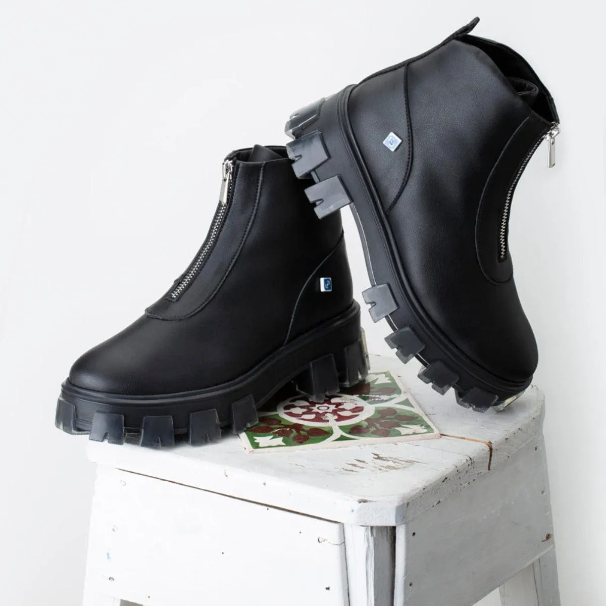 Mes Bottes Chelsea en Simili-Cuir Vegan Tanker Zip | Noir