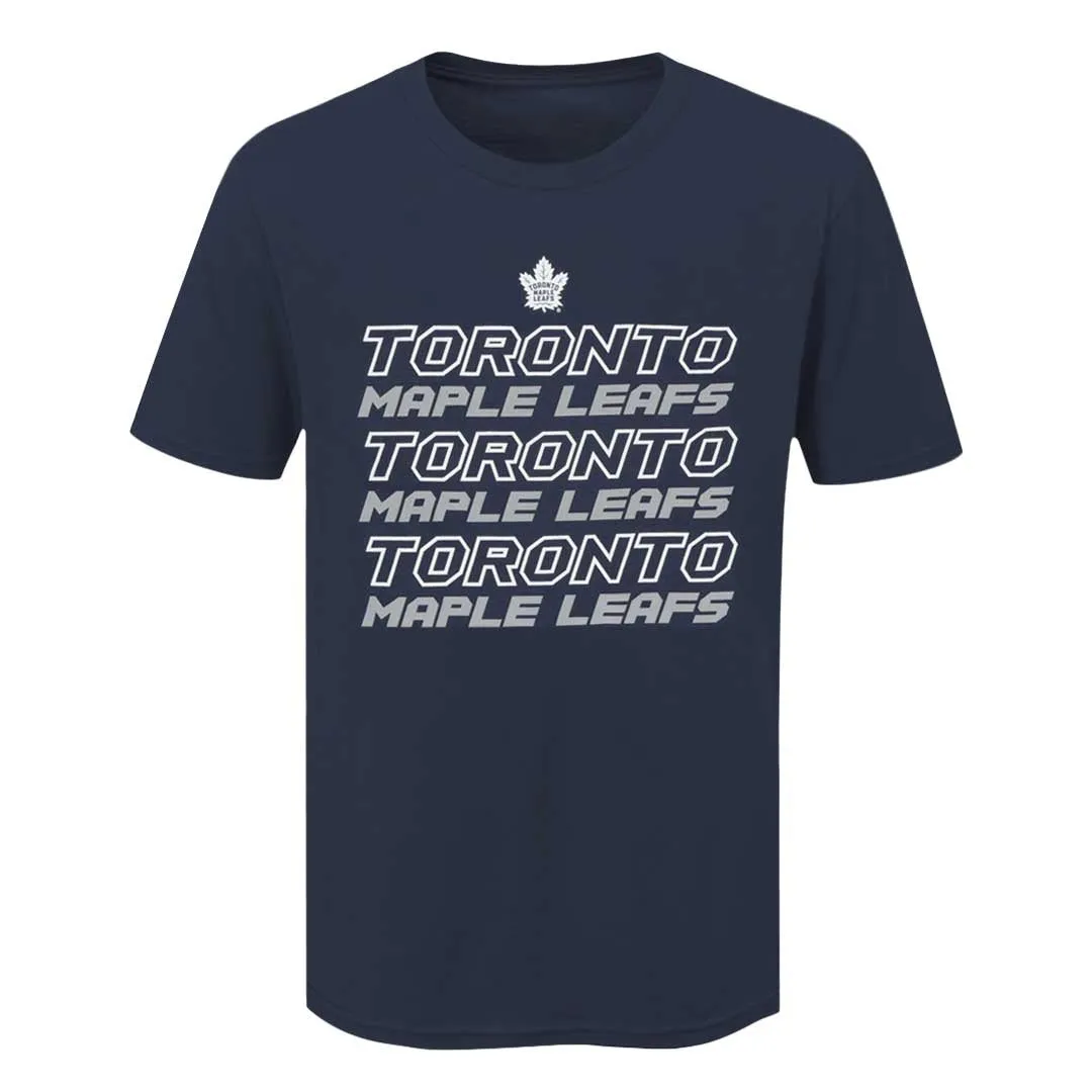 NHL - T-shirt à motif répété des Maple Leafs de Toronto pour hommes (NHXX2HUMSC3A1PB 41NVY)