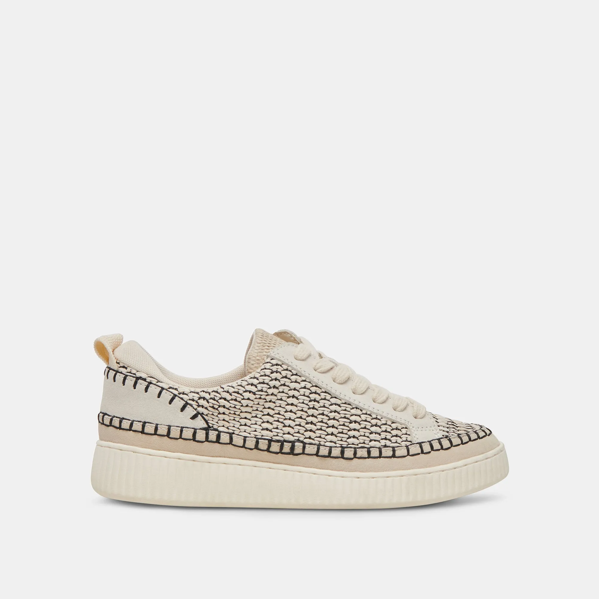 NICONA SNEAKERS NOIR RAFFIA NATUREL