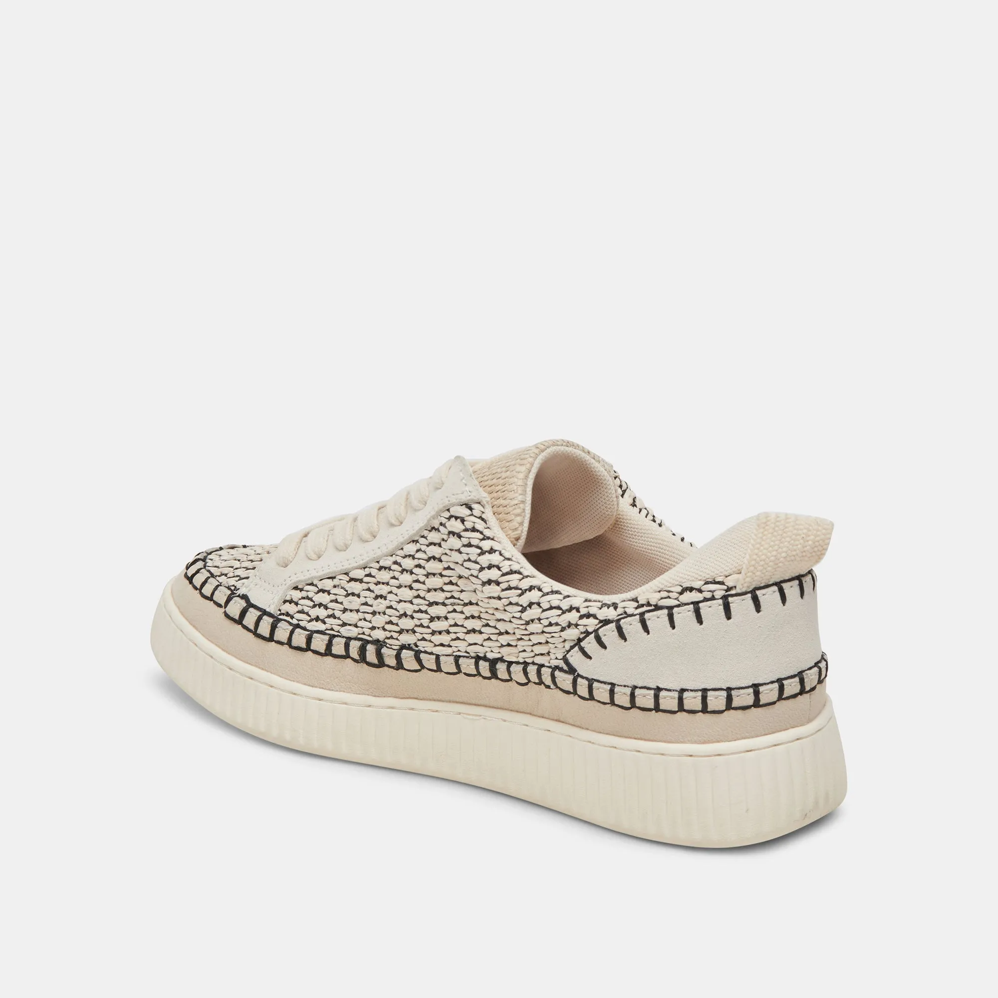 NICONA SNEAKERS NOIR RAFFIA NATUREL