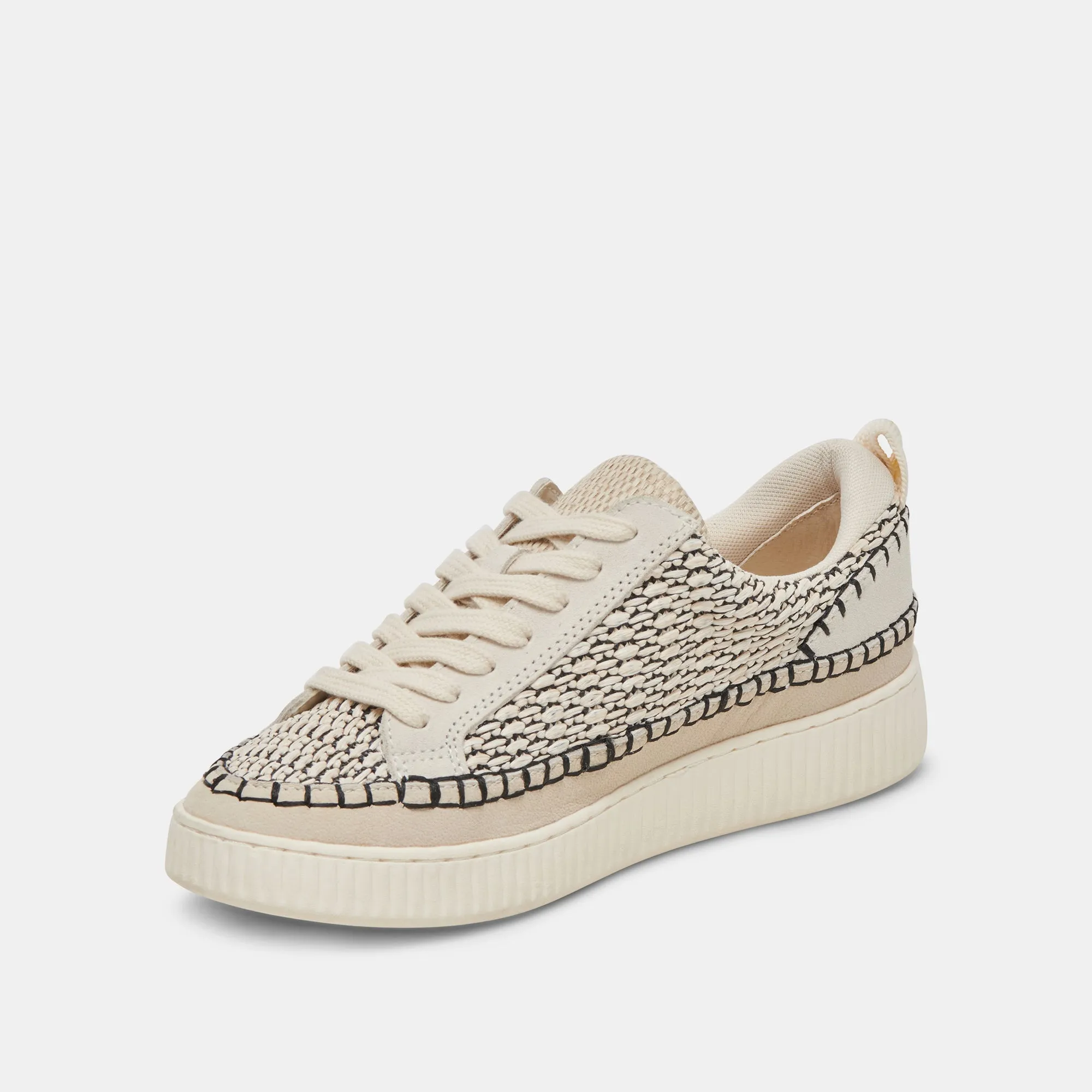 NICONA SNEAKERS NOIR RAFFIA NATUREL