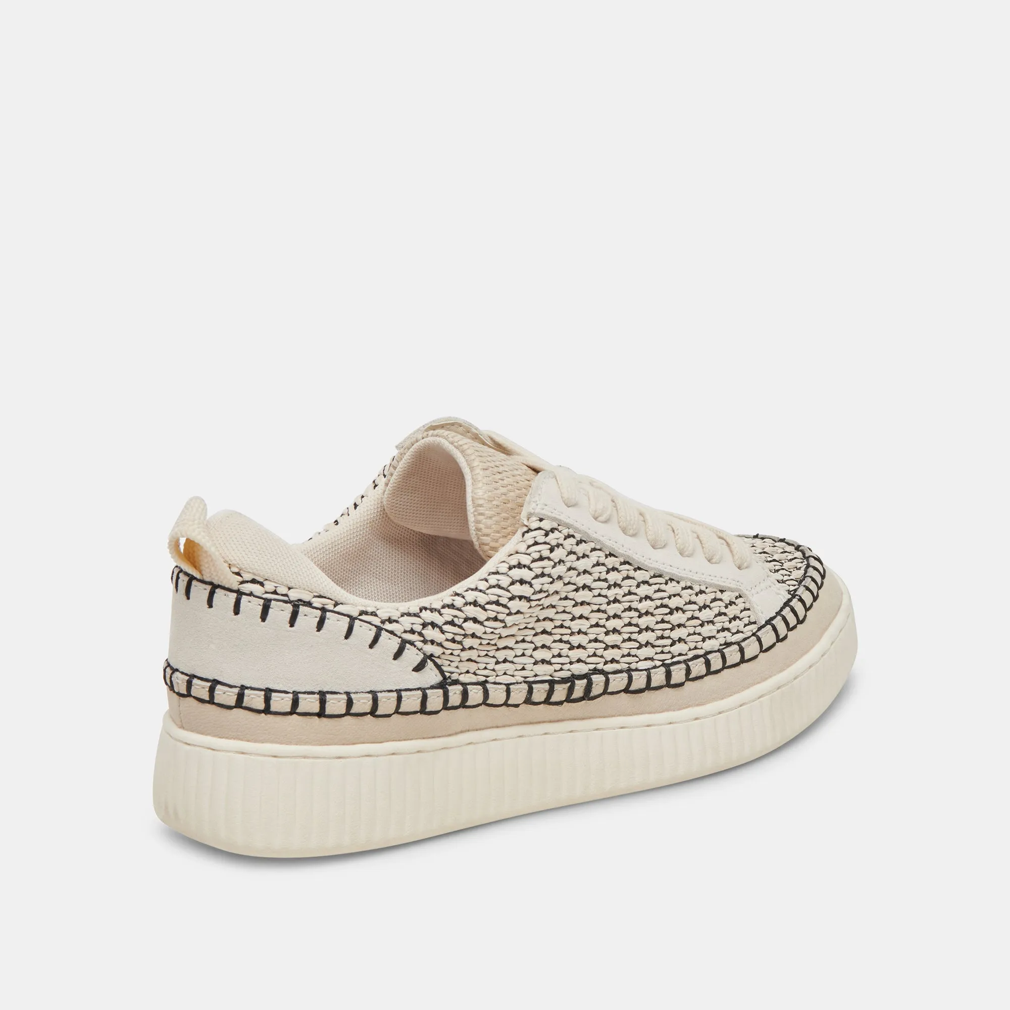 NICONA SNEAKERS NOIR RAFFIA NATUREL