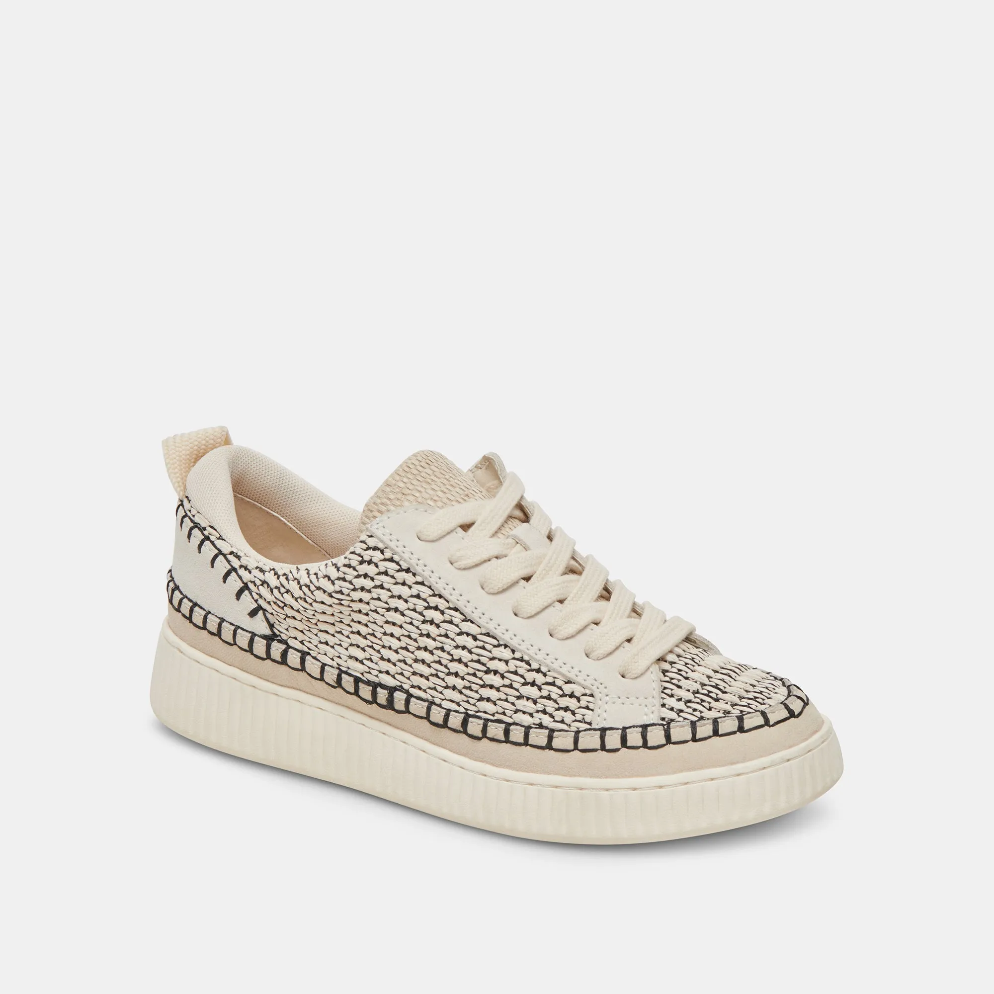 NICONA SNEAKERS NOIR RAFFIA NATUREL