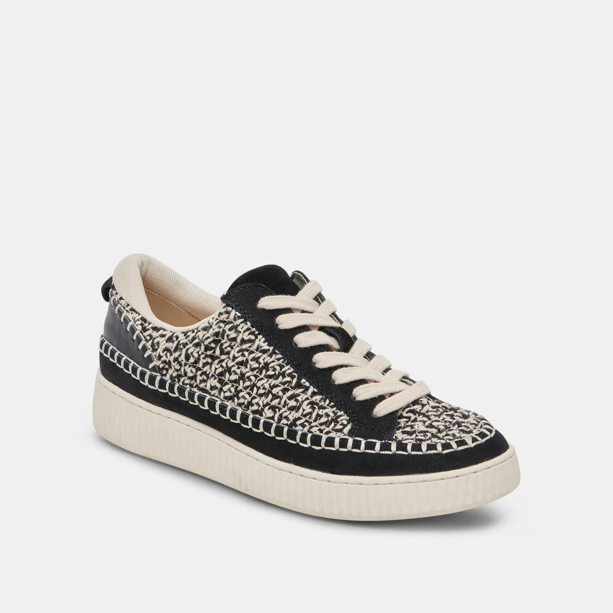 NICONA BASKETS BLANC NOIR TRICOT