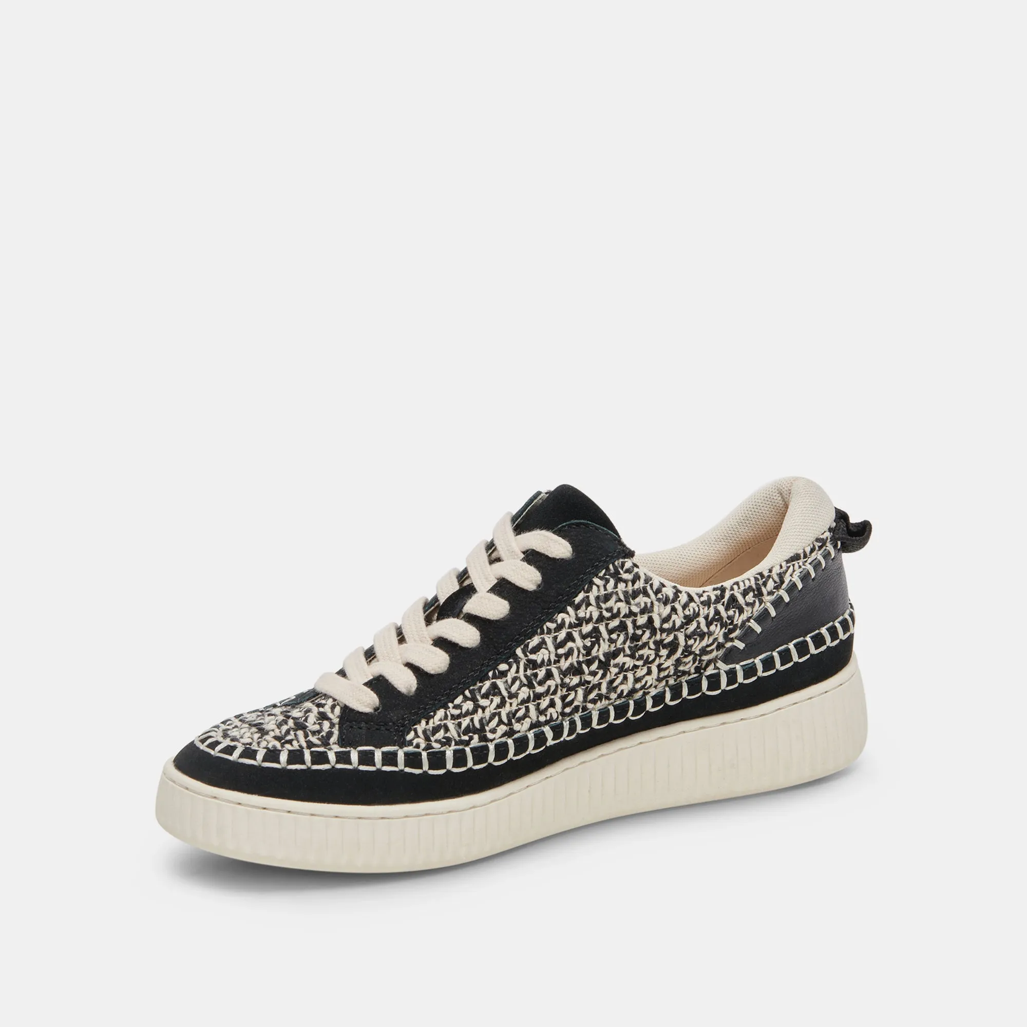 NICONA BASKETS BLANC NOIR TRICOT