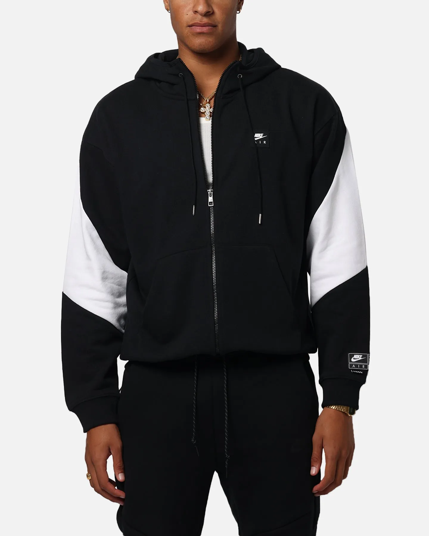Nike Air Pull à capuche en polaire zip complet Noir/Blanc/Blanc