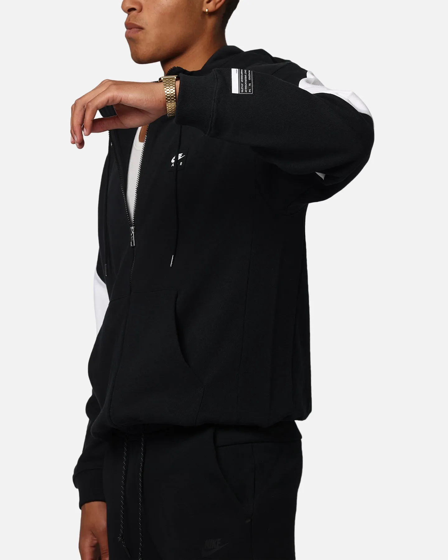 Nike Air Pull à capuche en polaire zip complet Noir/Blanc/Blanc