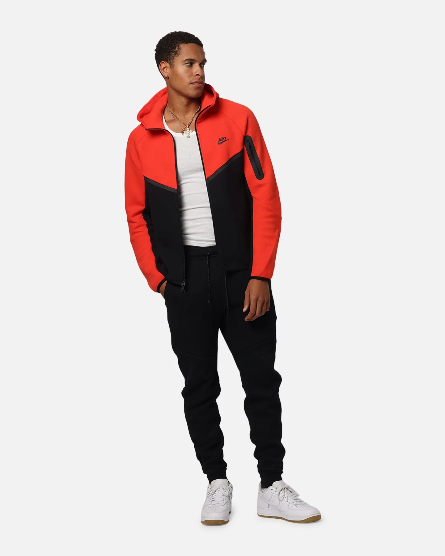 Nike Sportswear Tech Fleece Windrunner Veste à capuche zip complète Rouge clair/Noir