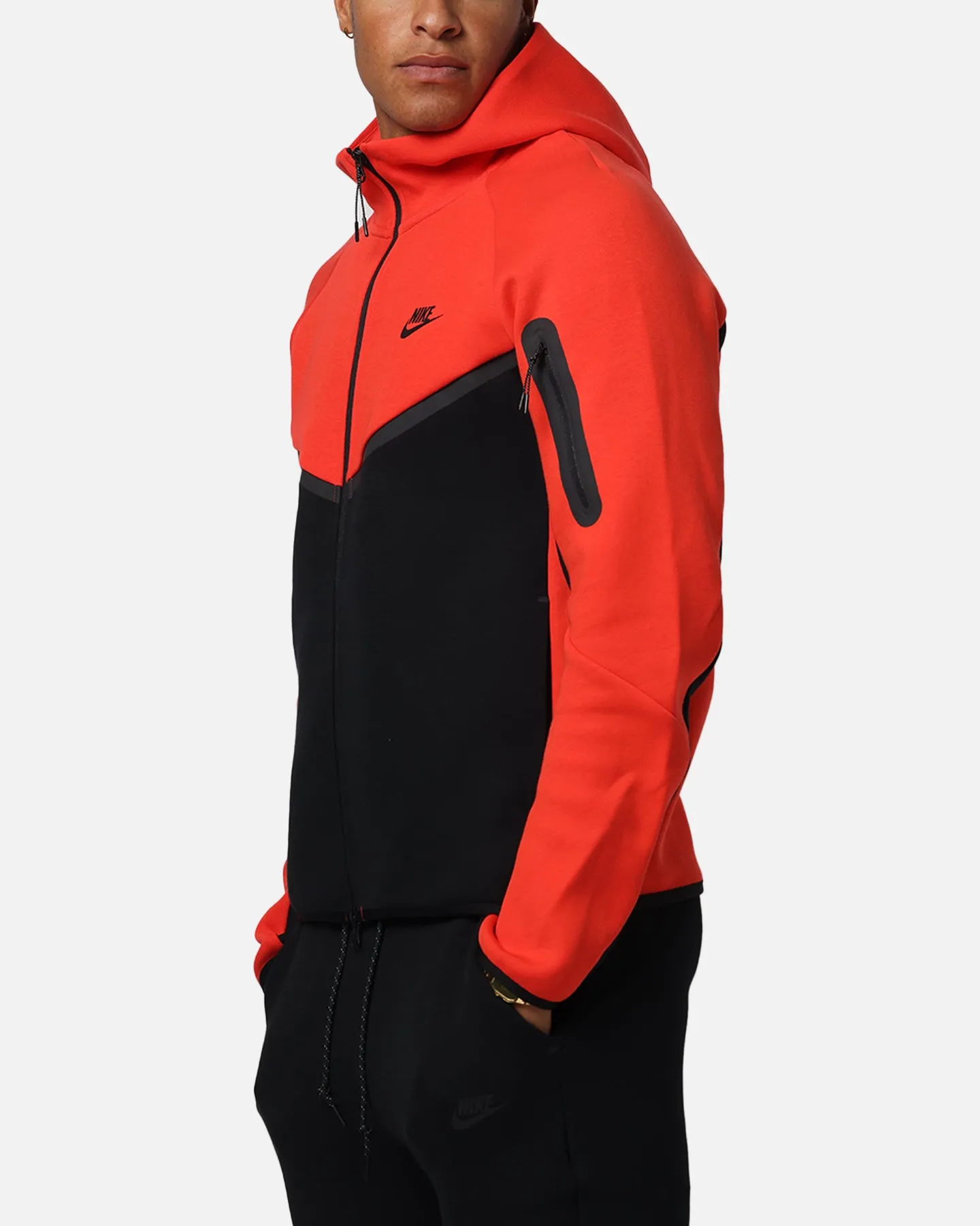 Nike Sportswear Tech Fleece Windrunner Veste à capuche zip complète Rouge clair/Noir