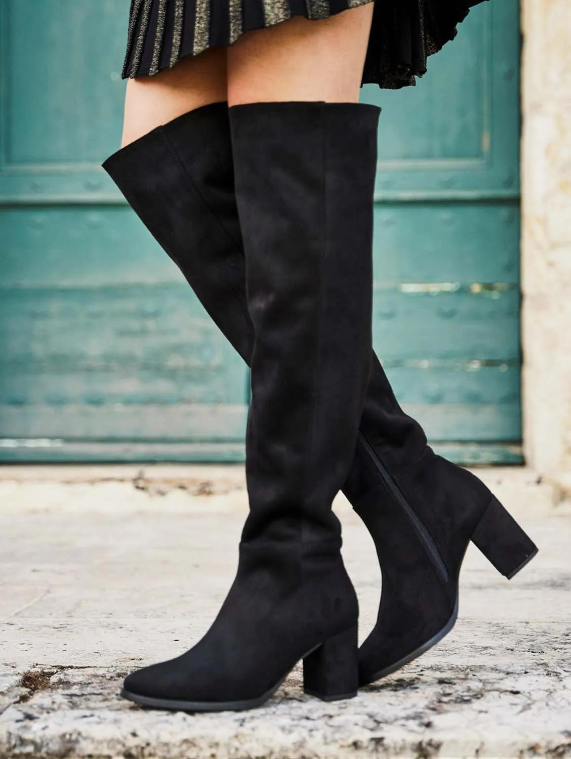 Bottes hautes en simili cuir végan recyclé Nocturnal | Noir