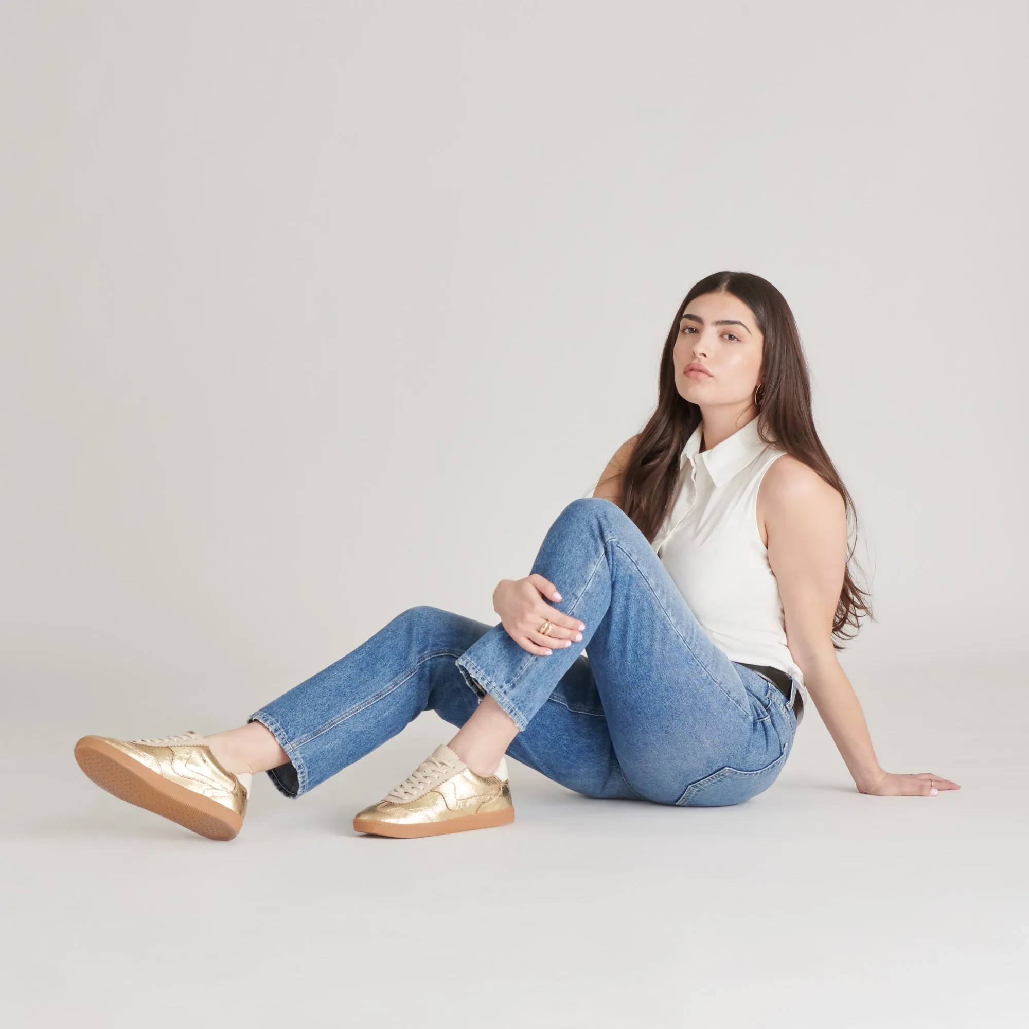 SNEAKERS NOTICE EN CUIR VIEILLI OR