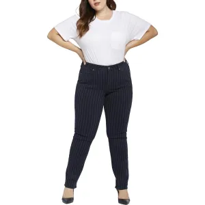 NYDJ Womens Marilyn Striped Denim Straight Leg Jeans