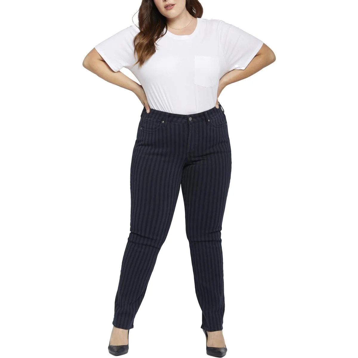 NYDJ Femmes Marilyn Jeans droit en denim rayé