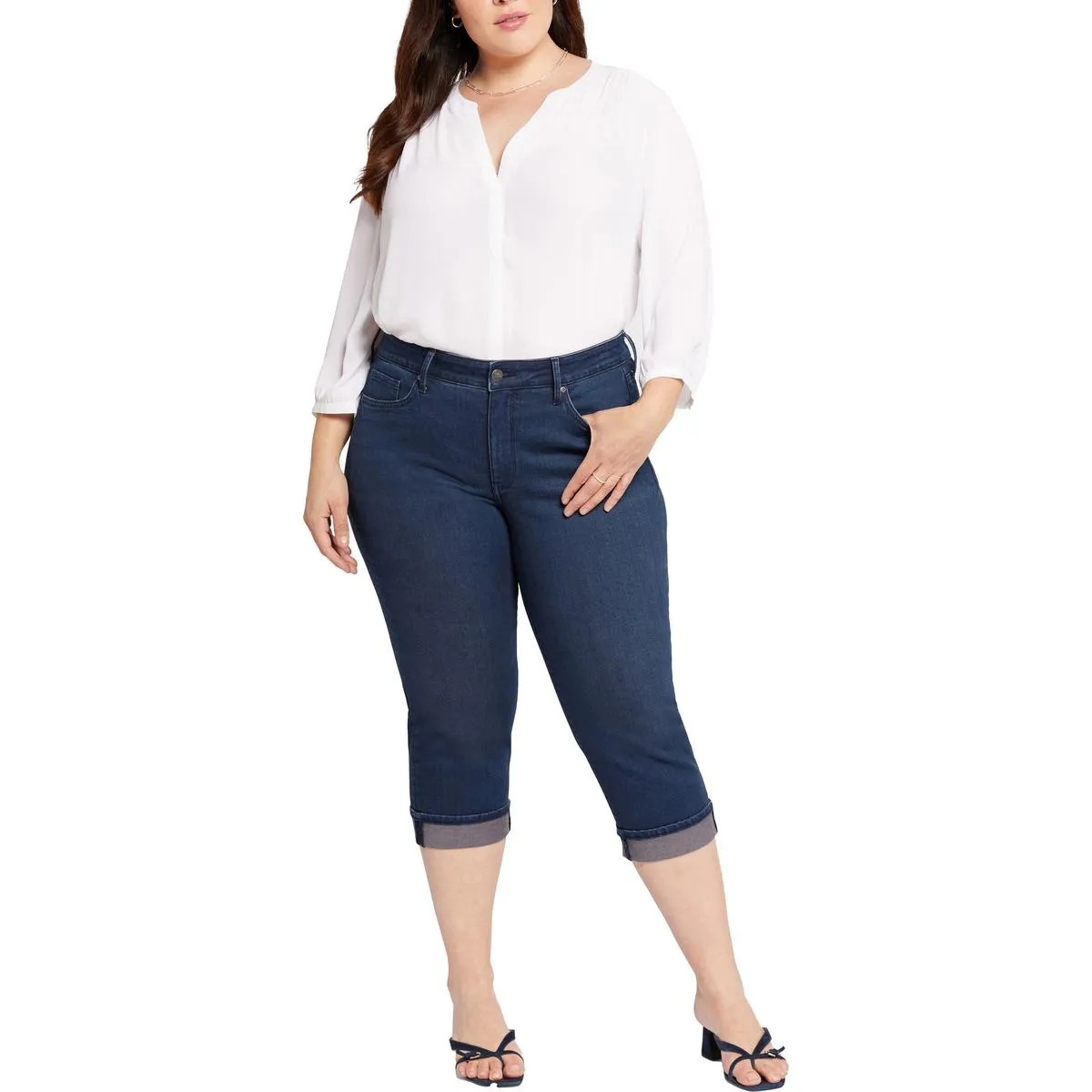 NYDJ Femmes Plus Marilyn Jean en Denim Coton Court