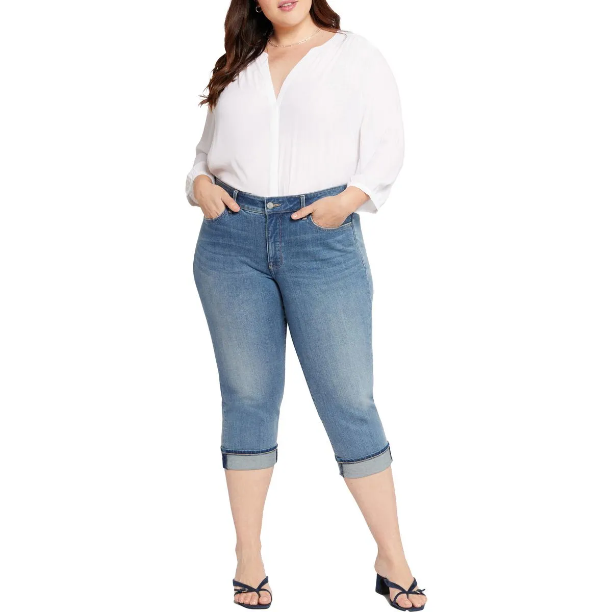 NYDJ Femmes Plus Marilyn Jean en Denim Coton Court