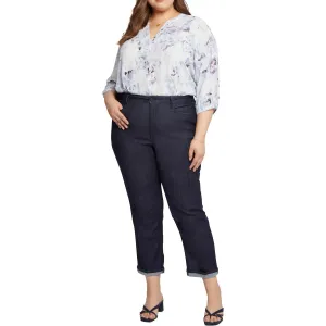 NYDJ Womens Plus Stretch Denim Straight Leg Jeans