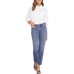 NYDJ Womens Stella Distressed Denim Tapered Leg Jeans